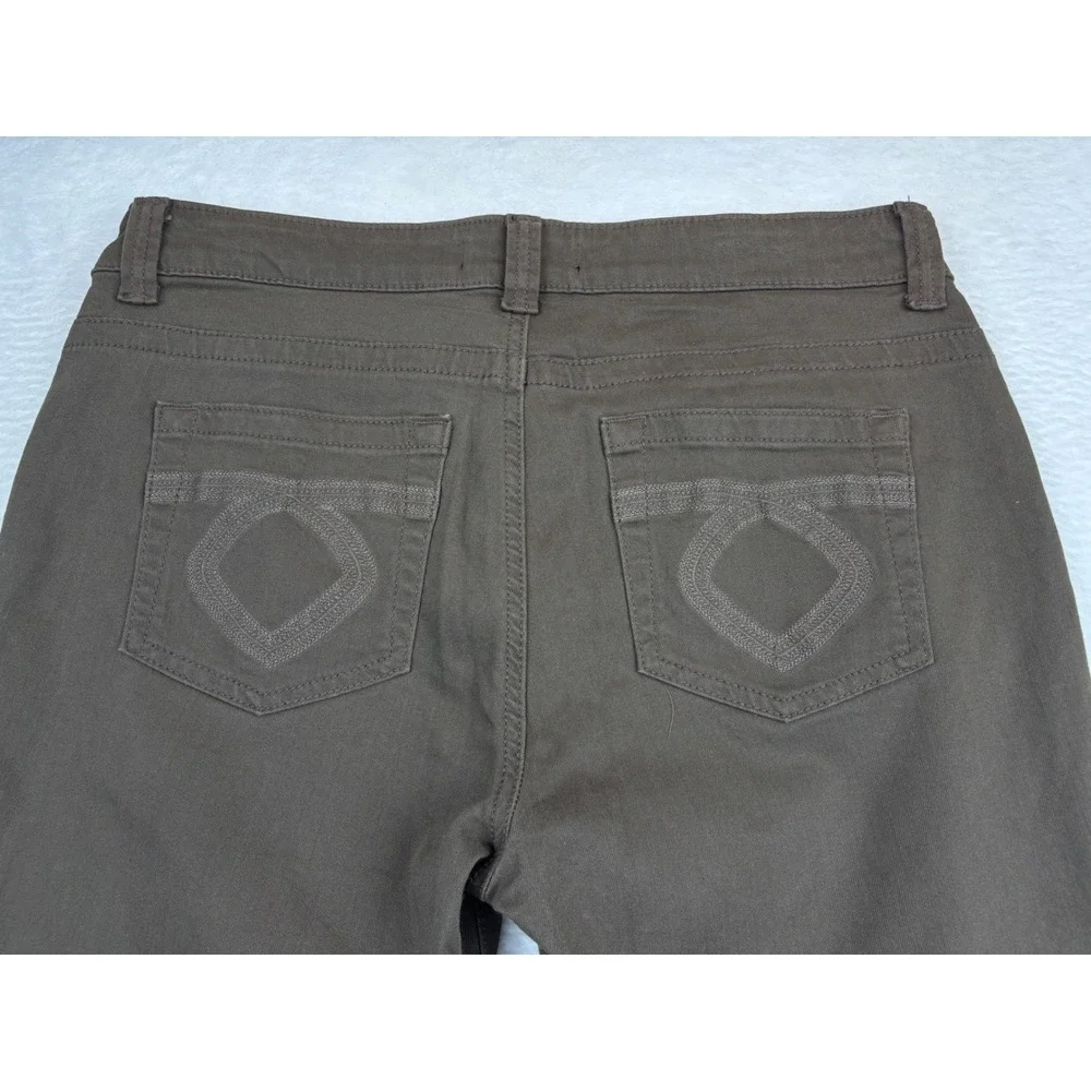 Lee Platinum Label Womens Midrise Brown BackPocket Embroidered Sz 12 Rhinestones - Picture 6 of 9